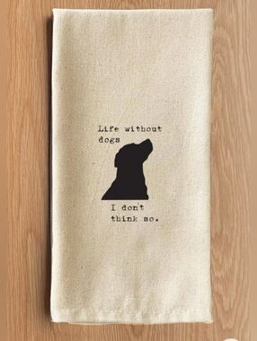 New! Dog Silhouette Tea Towel - Cream with Black Print